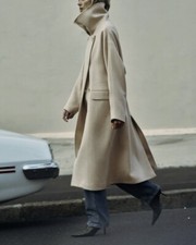 Zara Mantel Kragen Wollmix Beige Gr M mit Etikett