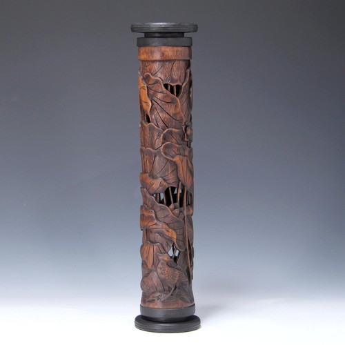 Carved bamboo incense holder - carved,