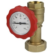 Oeg Kugelhahn mit Thermometer rot 1" IG x 1 1/2" ÜWM