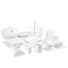 AMBITION Kombiservice 12 Personen eckig Kubiko 109-teilig aus Porzellan Tafel...