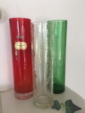 3 Vintage Glas Vasen Crashglas