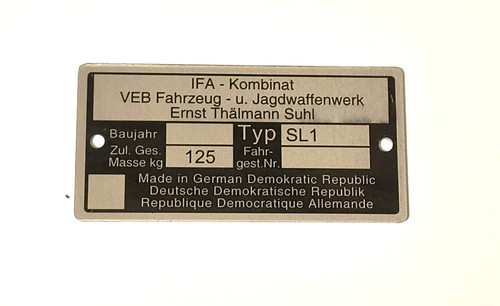 Rahmenplakette typenschild - rahmenplakette,
