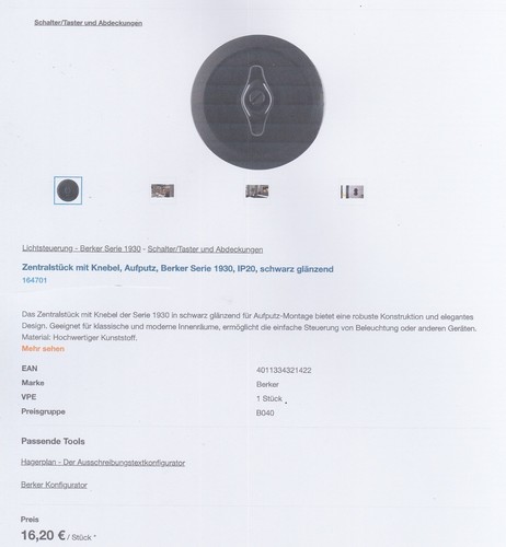 Berker 164701 zentralstück - 164701,