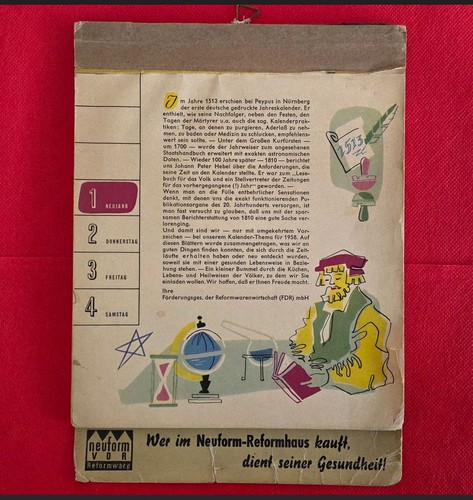 Januar 1958 monatskalender - januar,