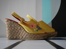 Bast-Sandale Keilabsatz 70er Flower Power Boho 37 Hippie TRUE VINTAGE wedges 70s