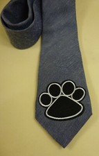 Herren Krawatte Pfote Pfoten Tatze Tatzen Katze Hund Hunde grau blau - NEU