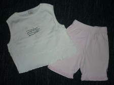 Mädchen 2 Teiler - Shorts + Top - Gr.86, Little Star, Weiß - Rosa. Top !