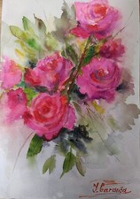 Aquarell Bild rose Rosen