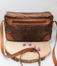Original: Etro Milano Umhängetasche – Paisley Canvas & Leder – 80er