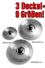 3er Set Universal Edelstahldeckel Topfdeckel Pfannendeckel 16-20–22-26–28-32