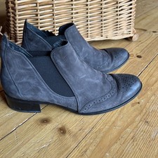 PAUL GREEN DAMEN CHELSEA BOOTS BUDAPESTER STIL BROGUING GR:40 UK:6.5 GRAU