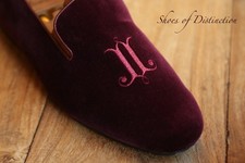 John Lobb Burgund Samt Schuhe