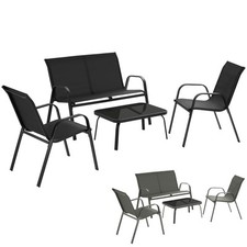 Gartenlounge Balkongarnitur Textilene-Gewebe Gartenset Terrassenmöbel Sitzbank