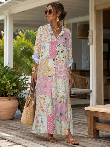 Langes boho kleid - kleid, blumen