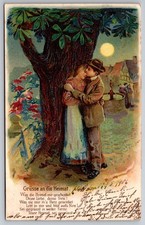 Ansichtskarte Gruße an die Heimat Liebespaar Prägedruck gelaufen 1906