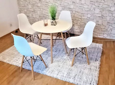 SET4 Esszimmerstühle o. Armlehnen mit Tisch moderner Stil Metallrahmen mit Holz