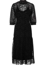 Neu Kleid mit Spitze Gr. 36/38 Schwarz Damen Midi Casual-Dress