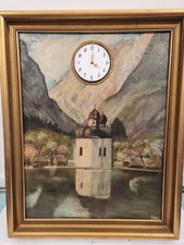 Bilduhr Uhr St. Bartholomä Königssee Hirschau Berchtesgaden Öl Bilderuhr