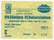 Ticket EC IFK Göteborg - 1. FC Kaiserslautern 1981/82