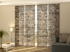 Foto-Schiebegardine Steinmauer, Flächenvorhang mit Motiv, Fotodruck, auf Maß