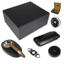 Humidor | Edles Schwarzes Set | Für 50 Zigarren | Schneider, Etui, Befeuchter...