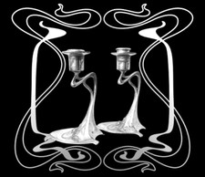 Art Nouveau WMF №329 Wiener Secession Antike Jugendstil Kerzenleuchter paar 1910