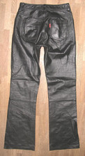 ENJOY Damen- LEDERJEANS / Bootcut- Lederhose in schwarz aus GLATTLEDER ca. 36