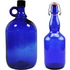 2 Blaue Glasflaschen 2 Liter +