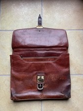 Antik Leder Akten Tasche 40 x 32 cm braun D‘Aragona Italy