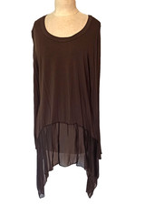 Damen Shirtkleid Tunika Braun Seidenmischung  N471G Größe 36,38,40,42,S,M