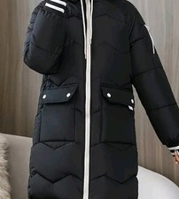 Damen Winterjacke-Parka Sportlich Kapuze 38 M Schwarz Beige Neuwertig!