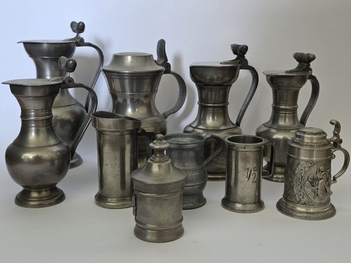 Vintage zinnkrug mit deckel - zinnkrug,