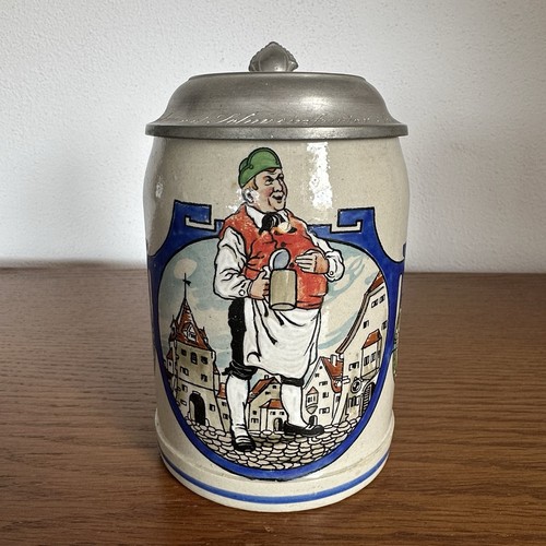 Antiker bierkrug zinndeckel - bierkrug,