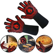 2x Hitzebeständige Grillhandschuhe Schutzhandschuhe für Grill und Ofen