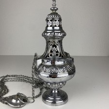 Großer Weihrauchschwenker Rauchfass Weihrauchfass versilbert Sakral Antik 19. Jh