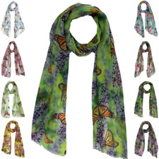 Damen Schal Seide offen Halstuch Kopftuch Stola Tuch Sommer Schmetterling 2339