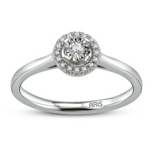 Halo stil solitär damenring - halo-stil,