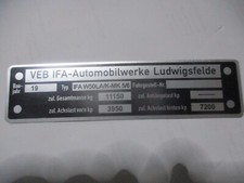 Nameplate plate IFA VEB