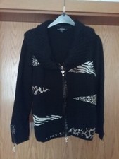 Volpato,Strick,Jacke,Gr.42/44,Merino,Weste,schwarz,Leo,Lack,Italy,Neuwertig