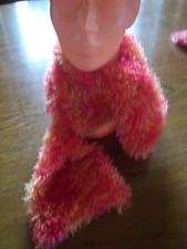 Schal handgestrickt Brazilia Fransenwolle sehr weich kuschelig orange color