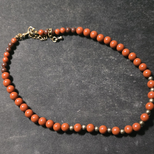 Perlenkette orange braun - perlenkette, orange/braun