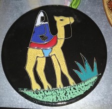 Vintage handbemalter Keramikteller Wandteller aus Tunesien