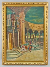 9460017-d Öl-Gemälde Orientalische Szene signiert Fehnhahn 1914 Palast 49x67cm