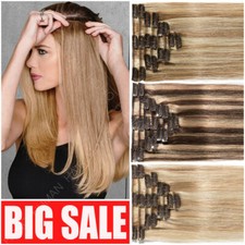 Dick Clip in Extensions HUMAN Remy Echthaar Haarverlängerung Weft 8tressen Lang