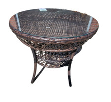 Polyrattan Gartentisch rund mit Glasplatte – Stilvoll & Wetterfest