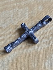 Anhänger Kreuz Sterlingsilber 925 Antikstil oxidiert schwer große Öse Neu