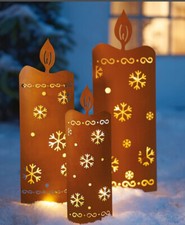 XXL Metall Kerzen 3er Set LED