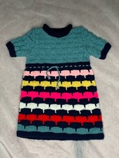 Tunika Kleid Gr. 92 - 98  Mädchen Strick Bunt Hand Made Unikat Neu