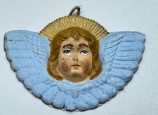Alter Christbaumschmuck Engel Angel Dresdner Pappe Weihnachtsengel Blau 5x8cm