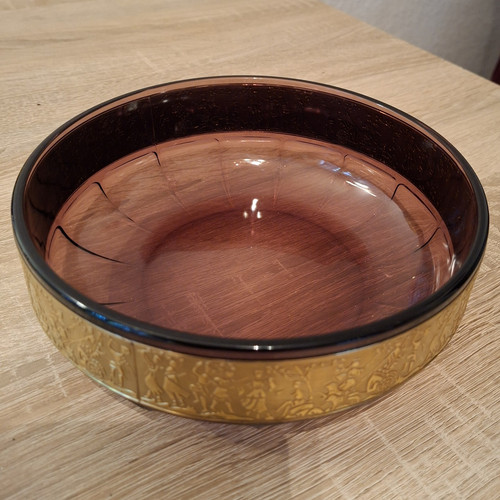 Runde glasschale braun gold - runde, braun/gold